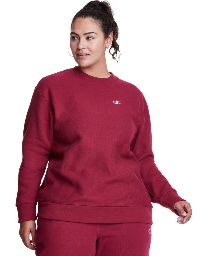 Champion Sweatshirt Dames - DonkerRood - Plus Reverse Weave Crew ( 467253-IPY )